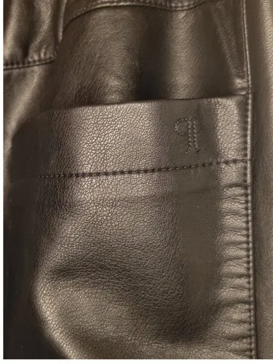 PILCRO Anthropologie Izzie Relaxed Pull-On BlackBarrel Pants Faux Leather Size M - Picture 7 of 13